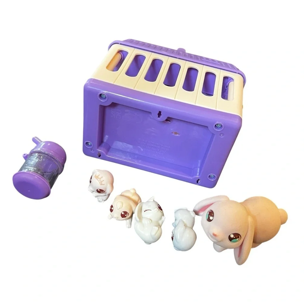 Little Live Pets Mama Bunny Rabbit Surprise mom 4 Babies Hutch Cage water bottle